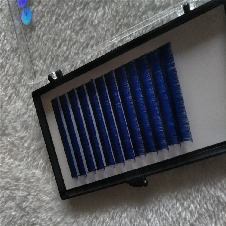 Chinese Lashes Distributor Wholesale Color Flat individual eyelashes with Deep Blue 